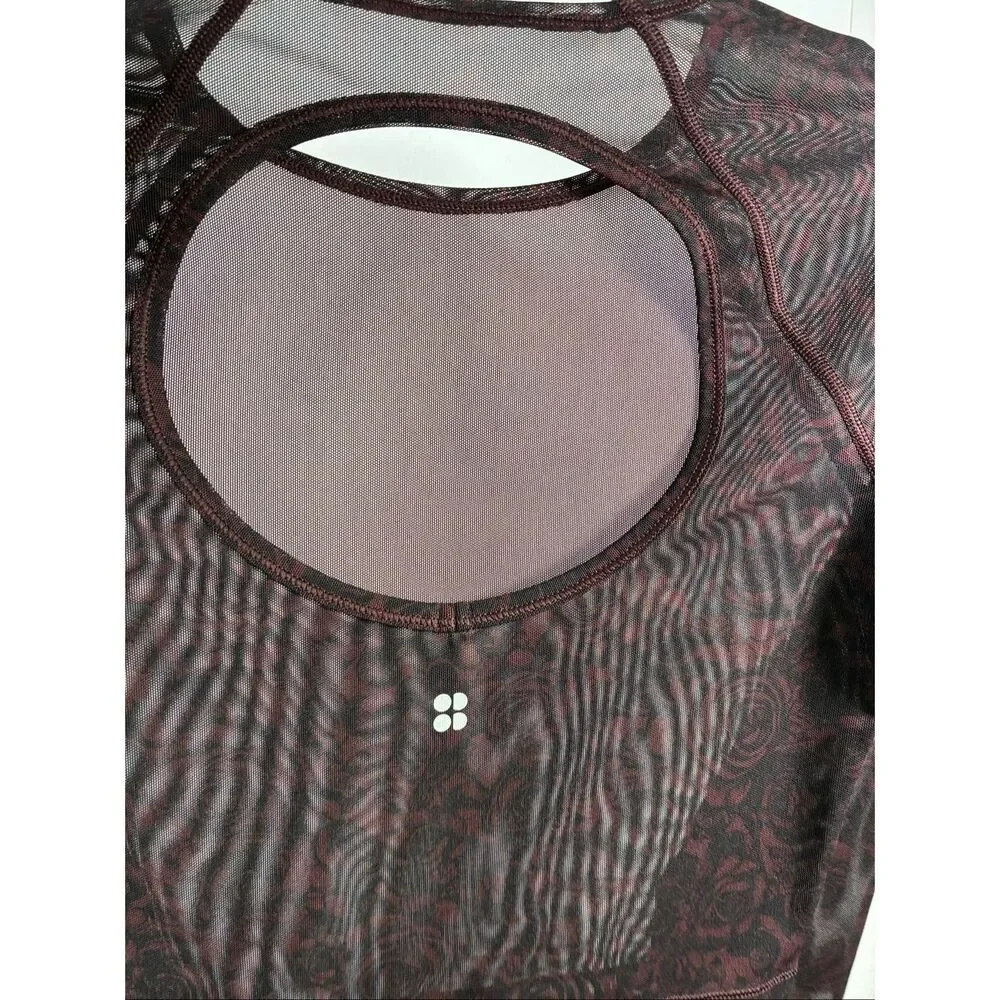Sweaty Betty Long Sleeve Cropped Sheer Mesh Top in Floral Size XS - Picture 5 of 8